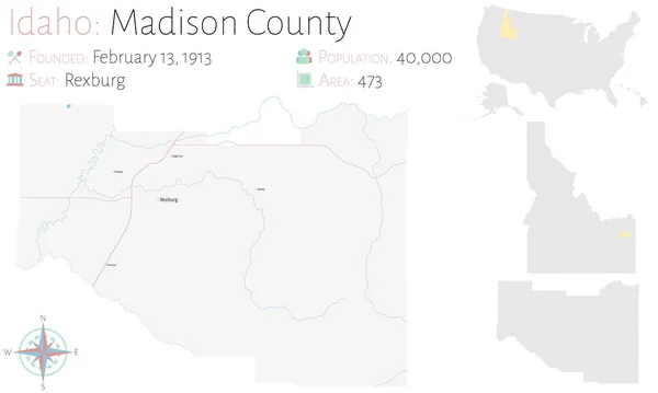 Large Detailed Map Madison County Idaho Usa — Stock Vector