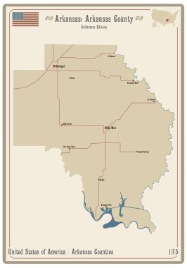 Arkansas, ABD 'de eski bir oyun kartının haritası..