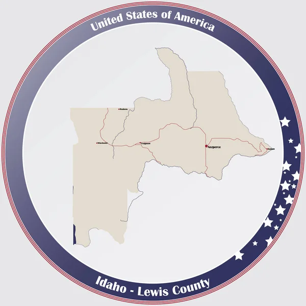 Mapa Grande Detallado Del Condado Lewis Idaho Estados Unidos — Vector de stock