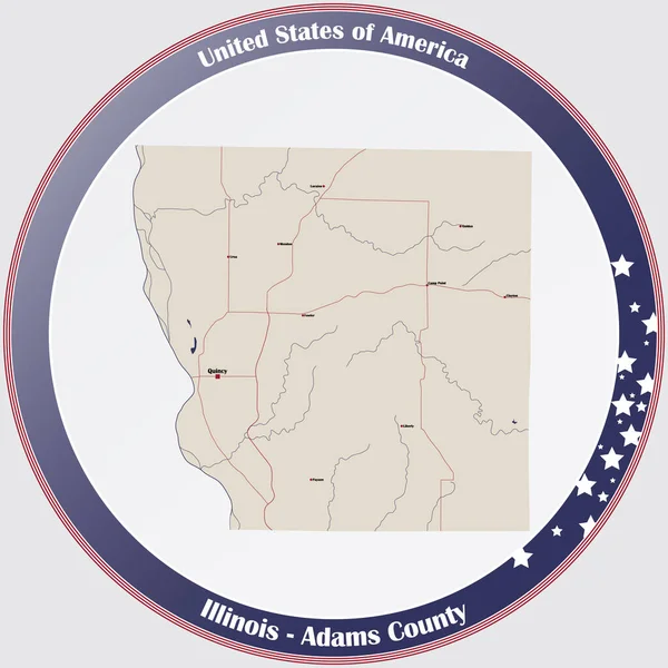 Grote Gedetailleerde Kaart Van Adams County Illinois Verenigde Staten — Stockvector