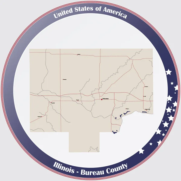 Große Und Detaillierte Karte Von Bureau County Illinois Usa — Stockvektor