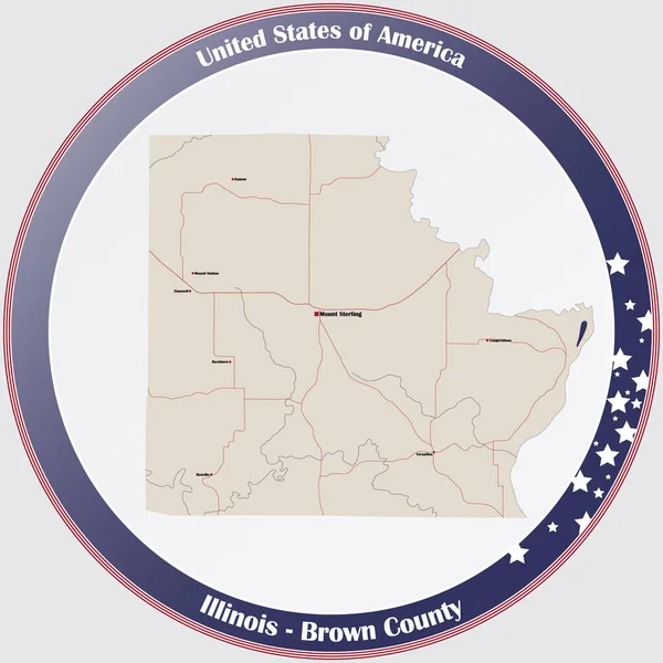 Mapa Grande Detalhado Condado Brown Illinois Estados Unidos América — Vetor de Stock