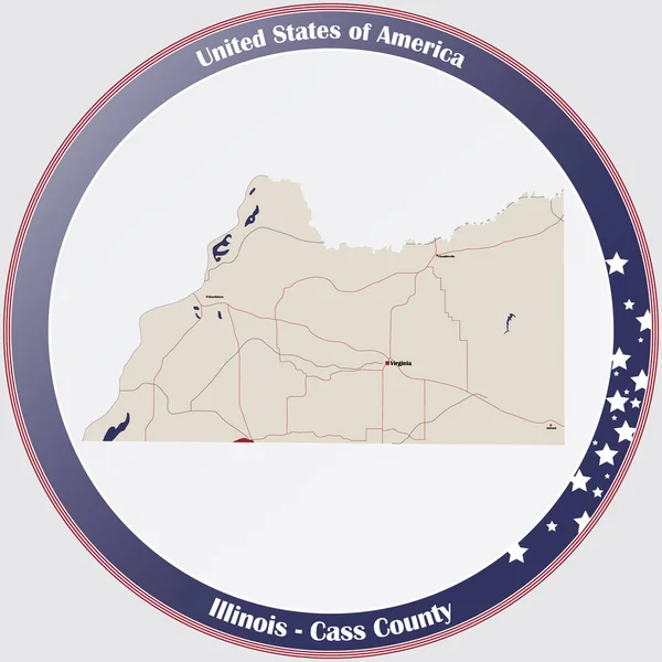 Illinois Abd Deki Cass Ilçesinin Geniş Ayrıntılı Haritası — Stok Vektör