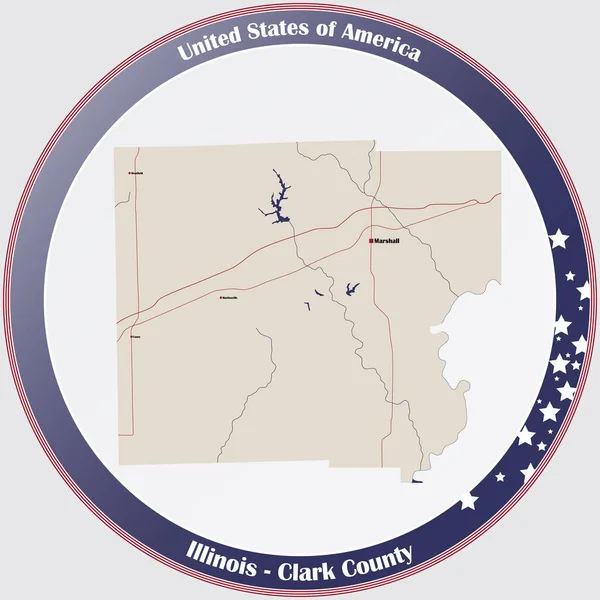 Mapa Grande Detallado Del Condado Clark Illinois Estados Unidos — Archivo Imágenes Vectoriales