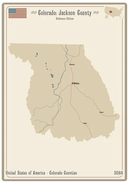 Carte Sur Une Vieille Carte Jouer Comté Jackson Colorado États — Image vectorielle