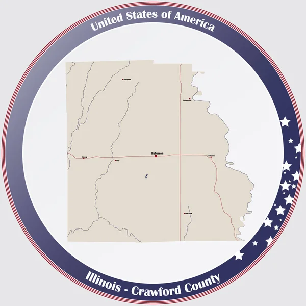 Stor Och Detaljerad Karta Över Crawford County Illinois Usa — Stock vektor
