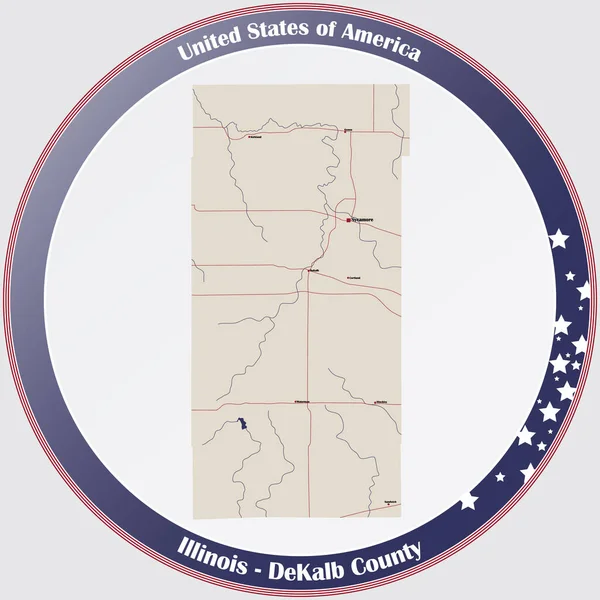 Stor Och Detaljerad Karta Över Dekalb Län Illinois Usa — Stock vektor