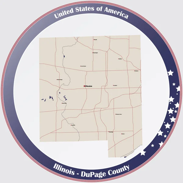 Mappa Ampia Dettagliata Della Contea Dupage Illinois Stati Uniti — Vettoriale Stock