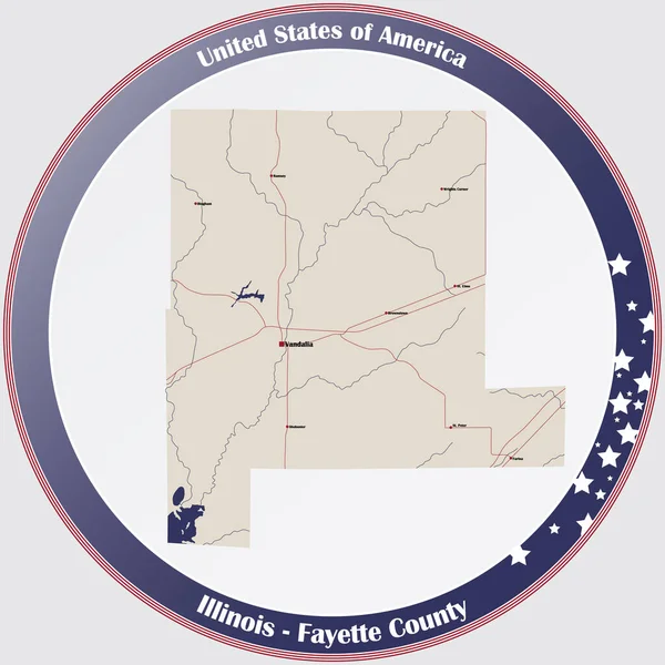 Grote Gedetailleerde Kaart Van Fayette County Illinois Verenigde Staten — Stockvector