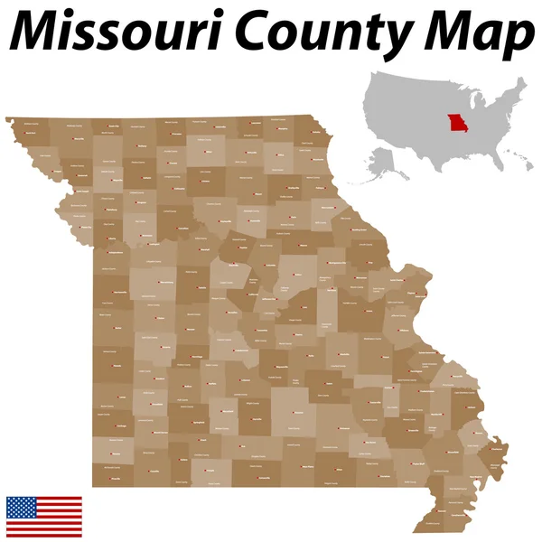 Karte des Kreises Missouri — Stockvektor