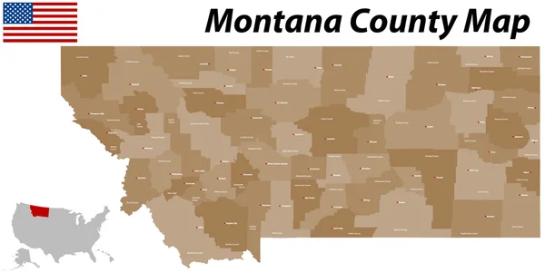 Mapa powiatu Montana — Wektor stockowy