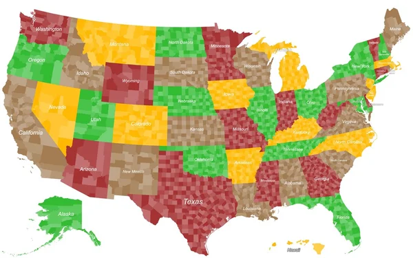 Kaart van de Verenigde Staten van Amerika — Stockvector