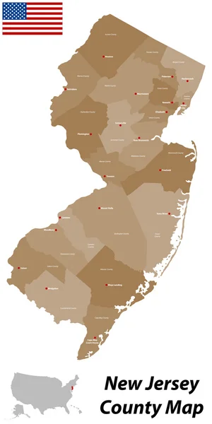 Mapa okres New Jersey — Stockový vektor