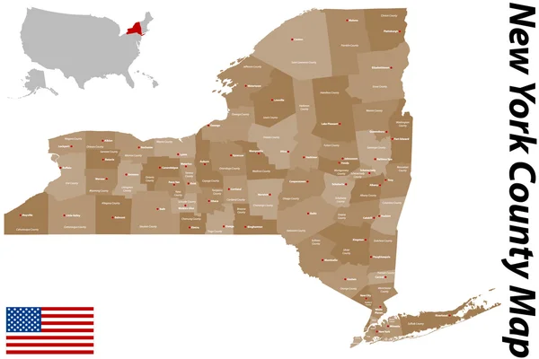 Mapa do Condado de Nova Iorque —  Vetores de Stock