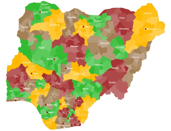 La mappa di Nigeria — Vettoriale Stock