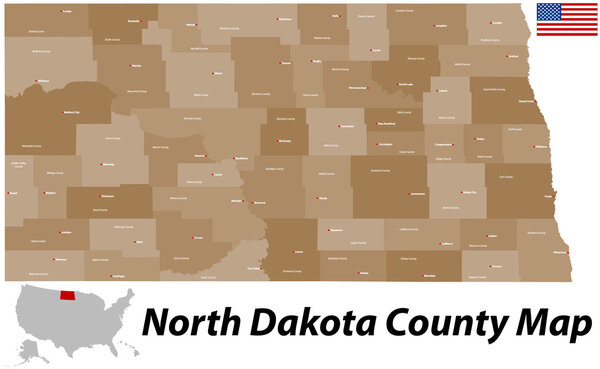 North Dakota County Map