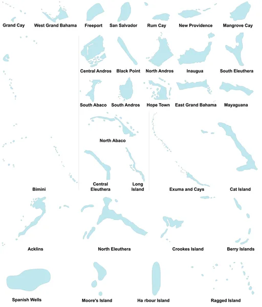 Mapas distritais das Bahamas — Vetor de Stock