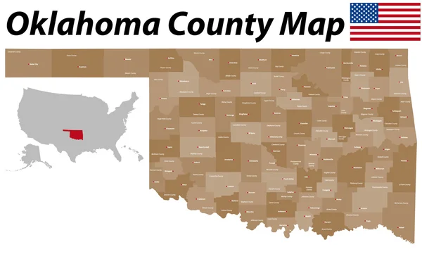 Mapa okres Oklahoma — Stockový vektor
