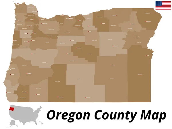 Oregon ilçe harita — Stok Vektör