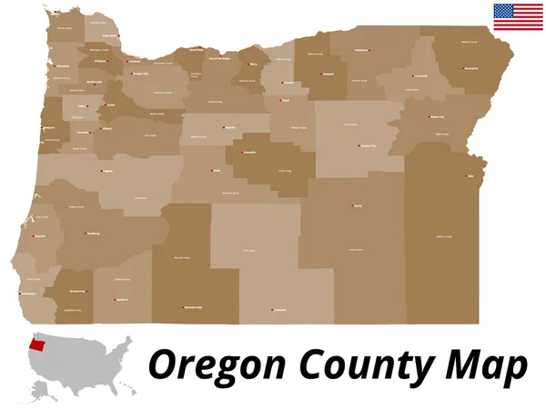 Oregon County kaart — Stockvector