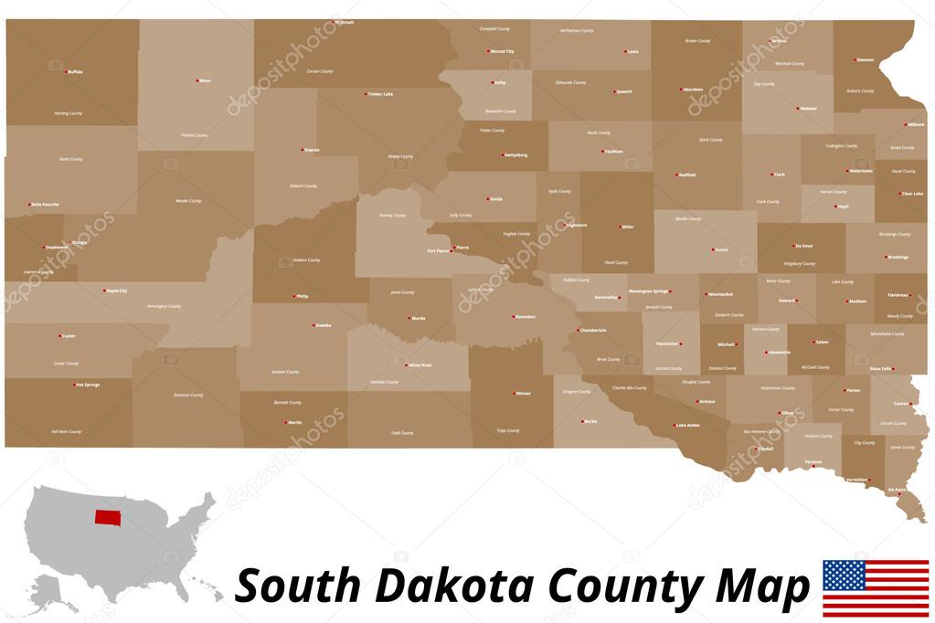 South Dakota County Map