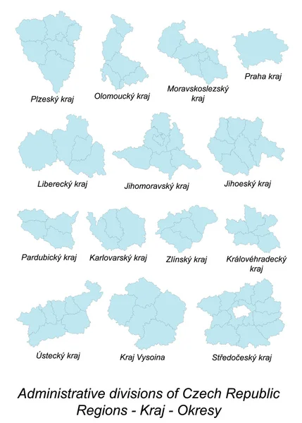 República Checa mapas del distrito — Vector de stock