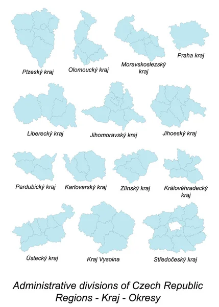 Česká republika okres mapy — Stockový vektor