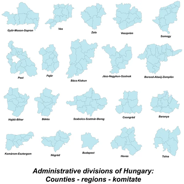 Mapa da região húngara — Vetor de Stock