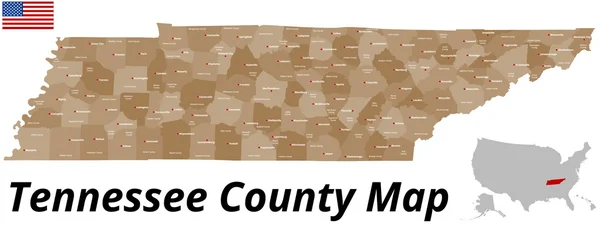 Carte du comté de Tennessee — Image vectorielle