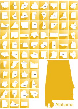 Alabama ilçe Icon Set