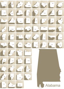 Alabama ilçe Icon Set