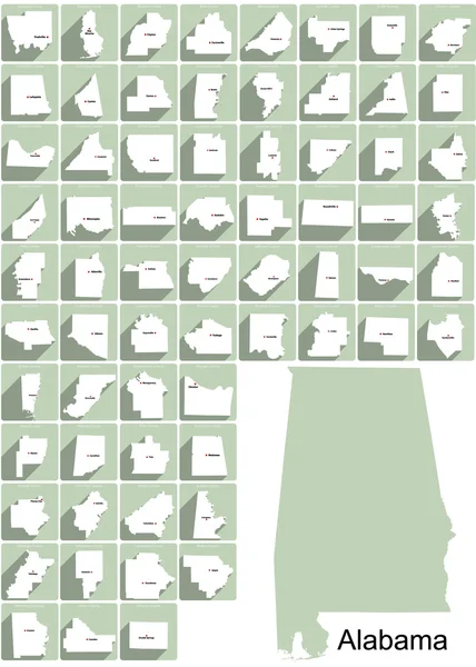 Alabama County Icon Set — Stock Vector