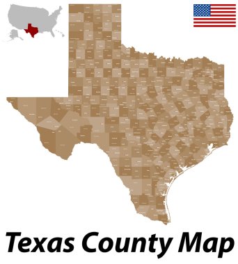 Texas County Map clipart