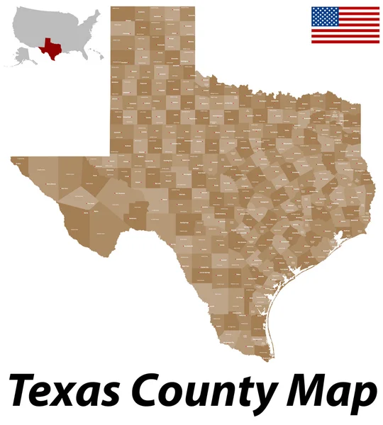 Mapa do condado de Texas — Vetor de Stock