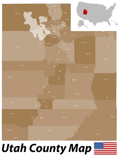 Mapa del Condado de Utah — Vector de stock