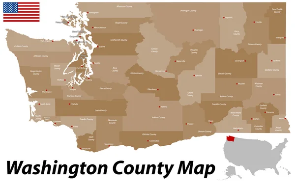 Washington County karta — Stock vektor