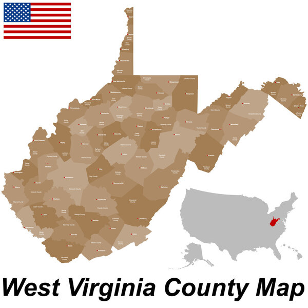 West Virginia County Map