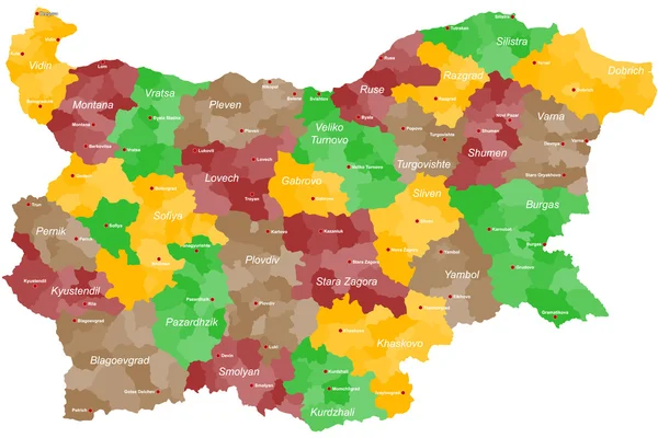 La mappa di Bulgaria — Vettoriale Stock