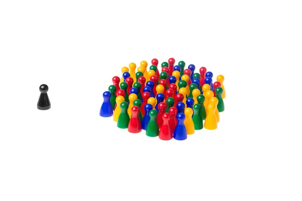 Several game pawns in different colors on a white background. — Stock Photo, Image