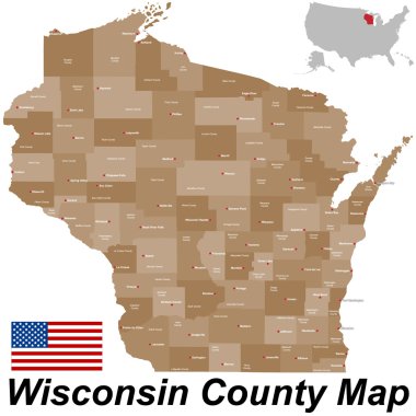 Wisconsin County Map clipart