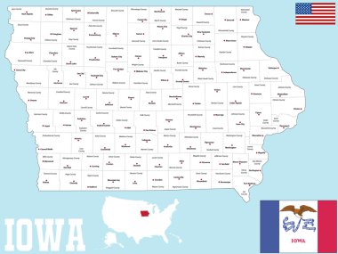 Iowa County Map clipart