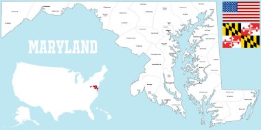 Maryland County Map clipart