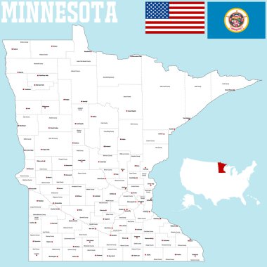 Minnesota County Map clipart