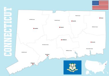 Connecticut şehir haritası