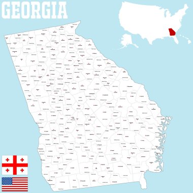 Georgia County Map clipart