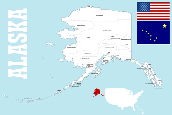 Mapa del Condado de Alaska — Archivo Imágenes Vectoriales