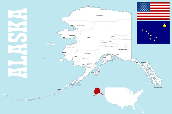 Mapa do Condado de Alaska — Vetor de Stock