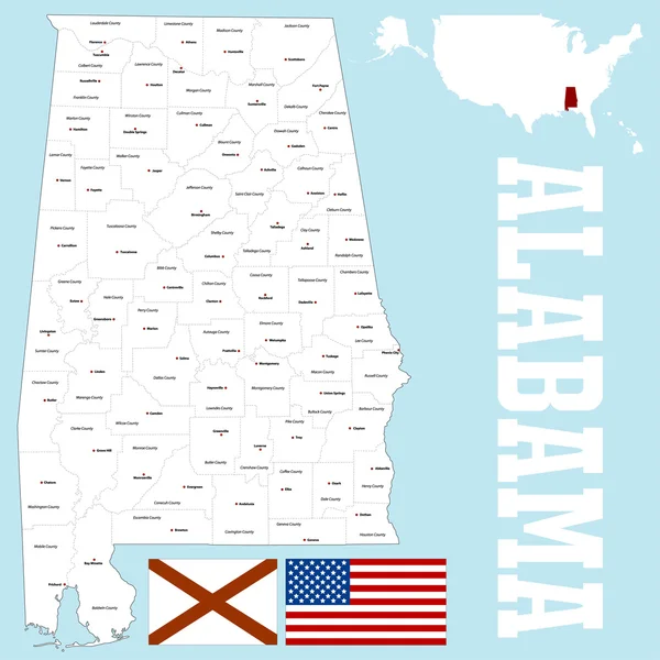 Alabama County kaart — Stockvector