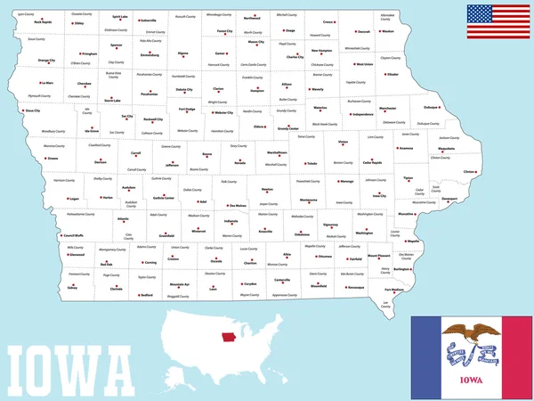 Mapa del Condado de Iowa — Vector de stock