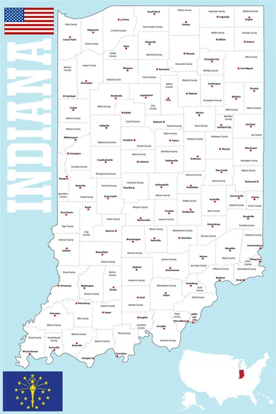 Mappa della contea di Indiana — Vettoriale Stock